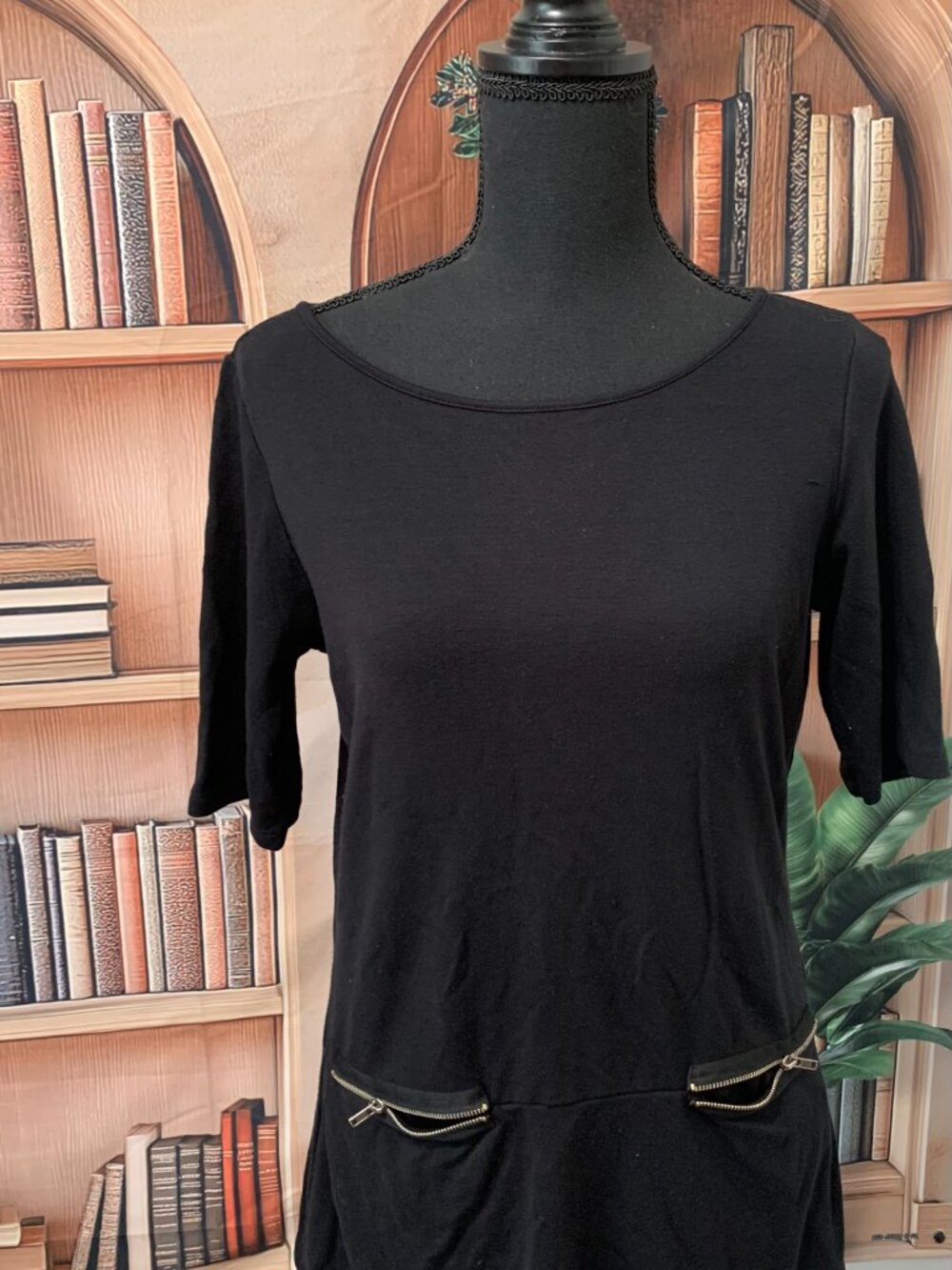Black Top with Zipper Pockets by The Limited